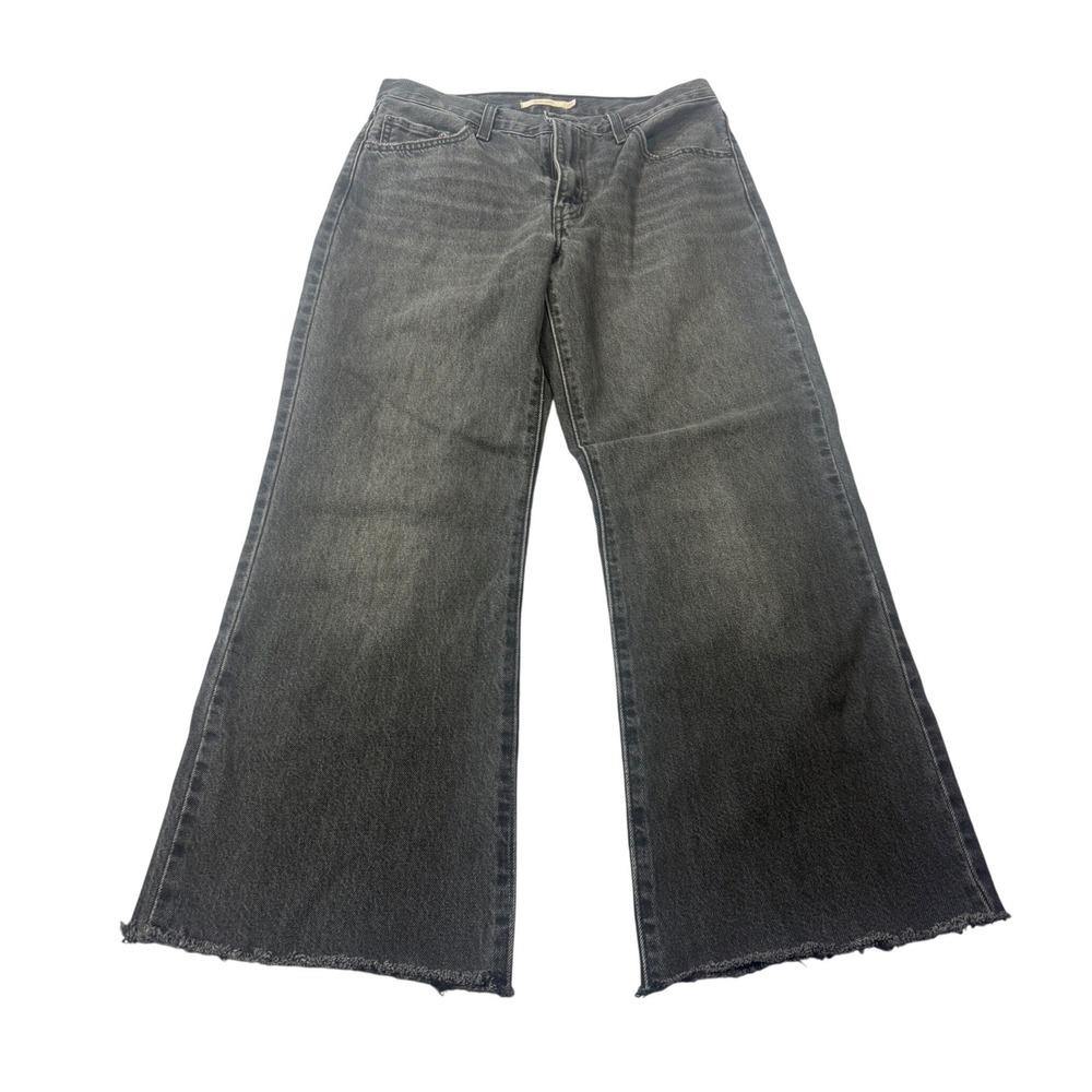 Levi's Womens Baggy Boot Jeans 27 Black Frayed Hem Denim High Rise Streetwear